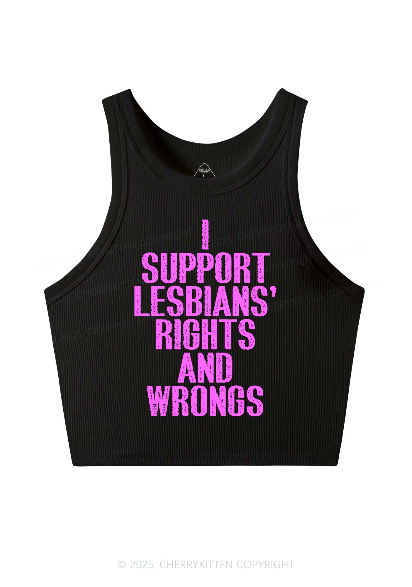Support Lesbians Rights Pride Y2K Crop Tank Top Cherrykitten