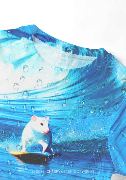 Surfing Mouse Y2K Mesh Crop Top Cherrykitten