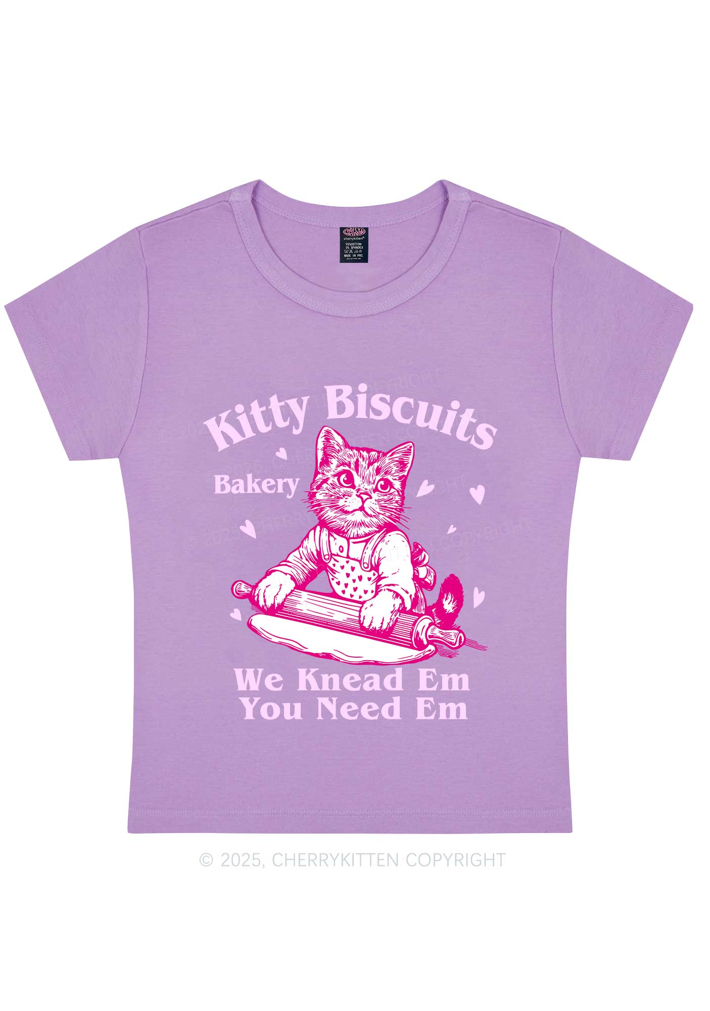 Kitten Biscuits Bakery Valentine's Day Y2K Baby Tee Cherrykitten