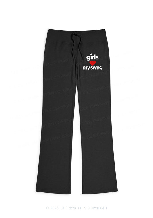 Girls Love My Swag Pride Y2K Low Rise Drawstring Flare Pants Cherrykitten