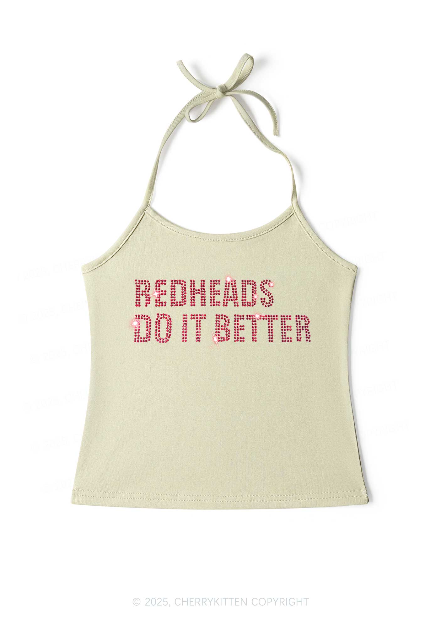 Rhinestone Redheads Do It Better Y2K Halter Neck Cami Cherrykitten