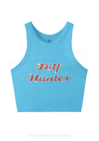 Rhinestone Green Hunter Y2K Crop Tank Top Cherrykitten