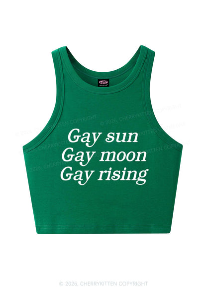 Gay Sun Moon Rising Pride Y2K Crop Tank Top Cherrykitten