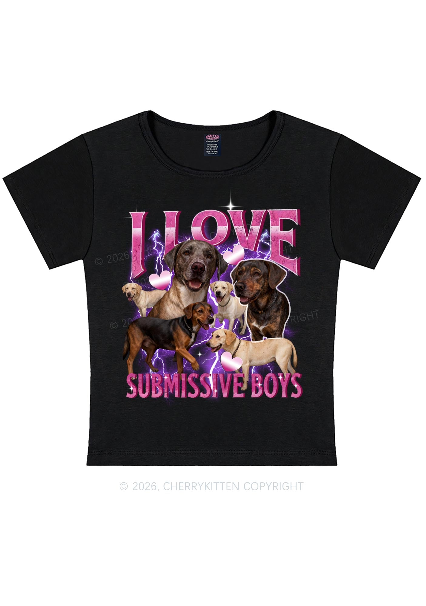 I Love S Dogs Y2K Baby Tee Cherrykitten