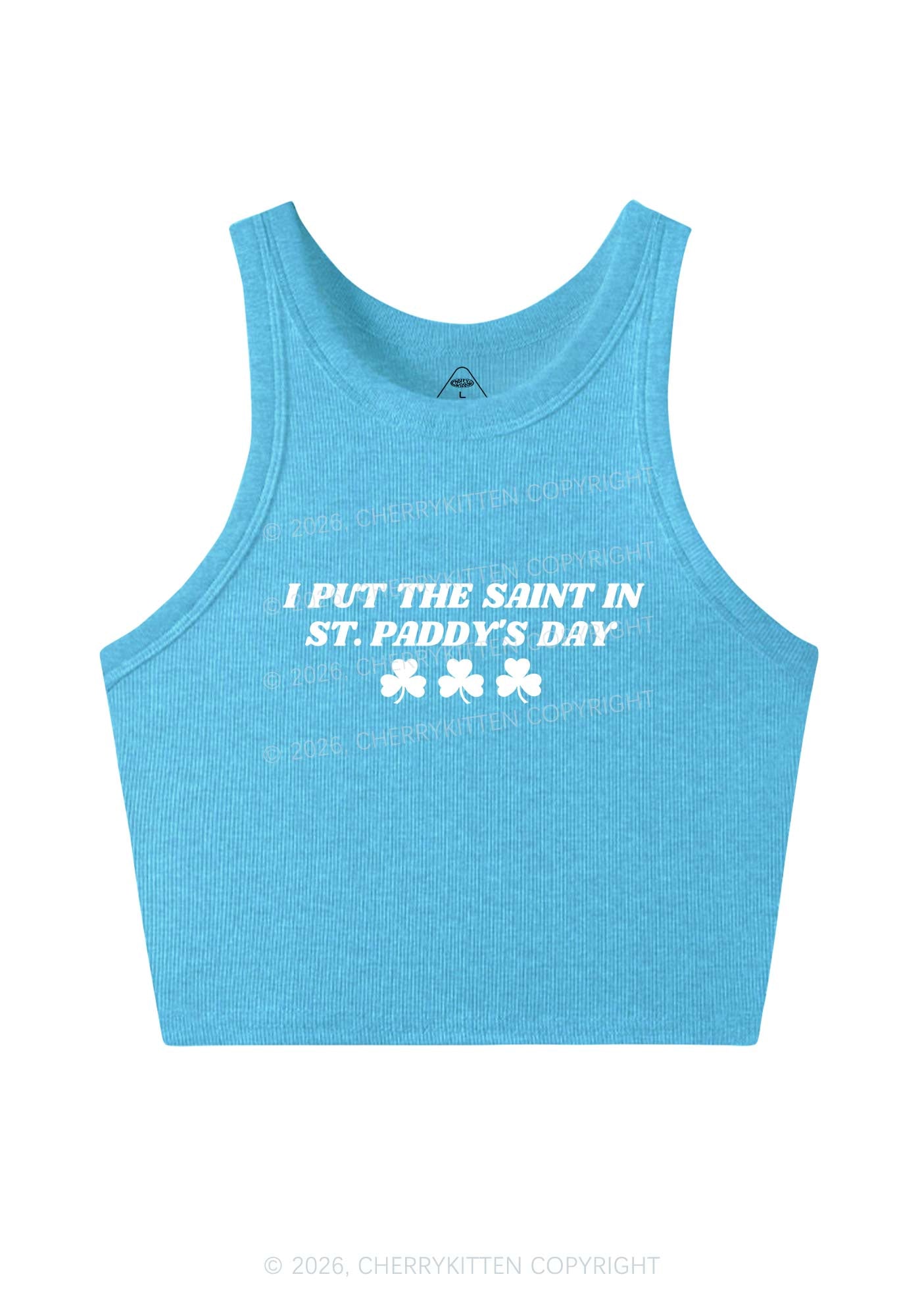 I Put The Saint In St Patricks Y2K Crop Tank Top Cherrykitten