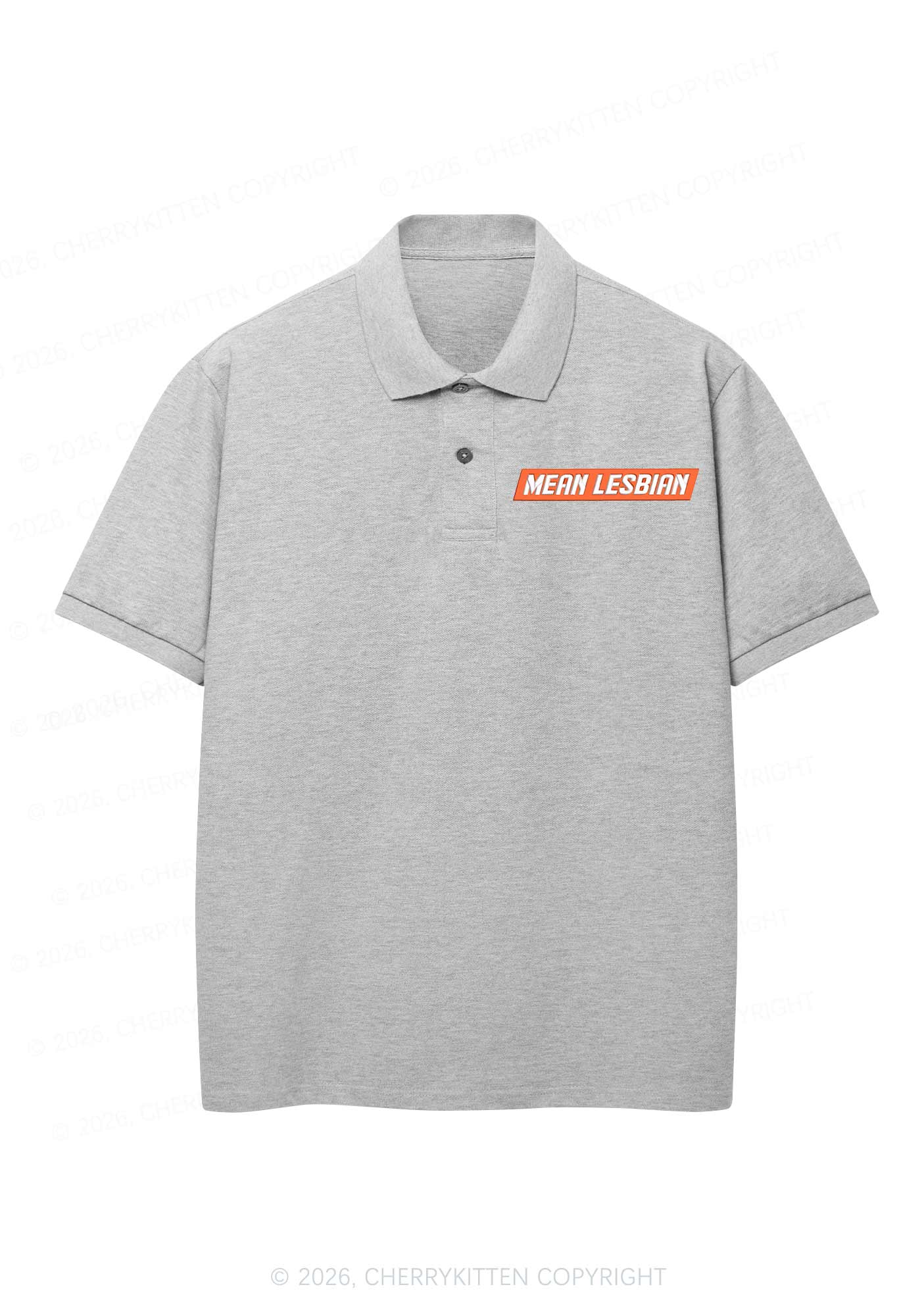 Embroidered Mean Lesbian Pride Y2K Polo Shirts Cherrykitten