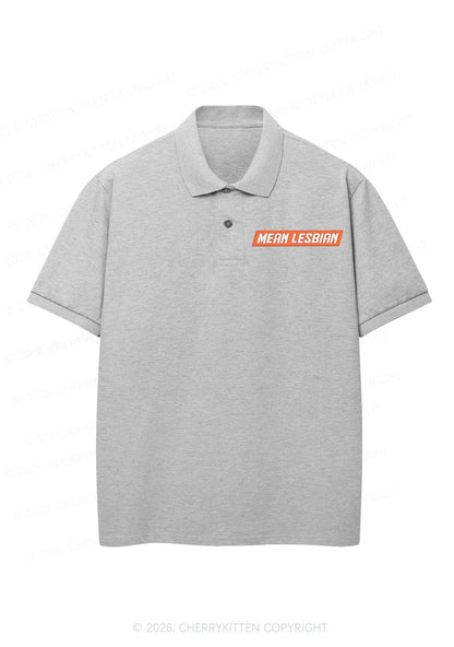 Embroidered Mean Lesbian Pride Y2K Polo Shirts Cherrykitten