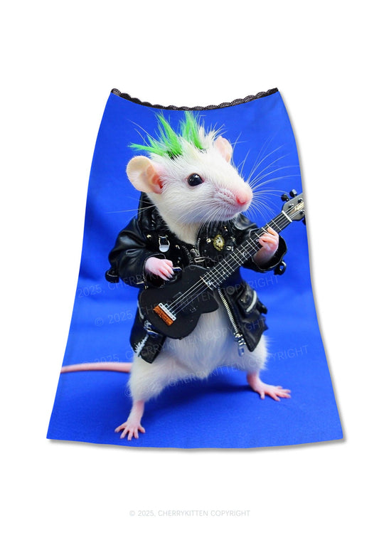 Guitar Playing Ratz Y2K Print Midi Skirt Cherrykitten