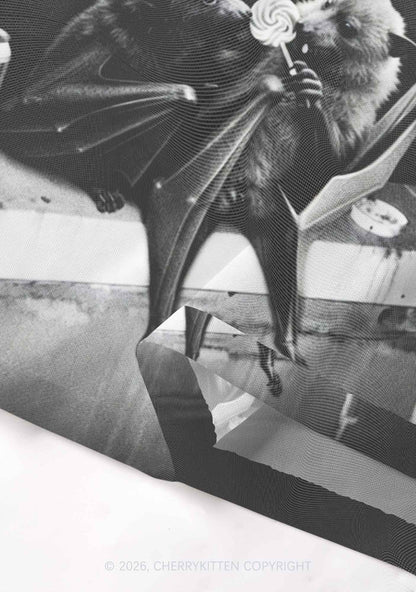 Halloween Lollipop Bat Y2K Mesh Crop Top Cherrykitten