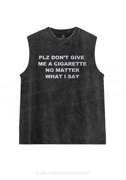 Glitter Dont Give Me Cigarette Y2K Washed Muscle Tank Cherrykitten