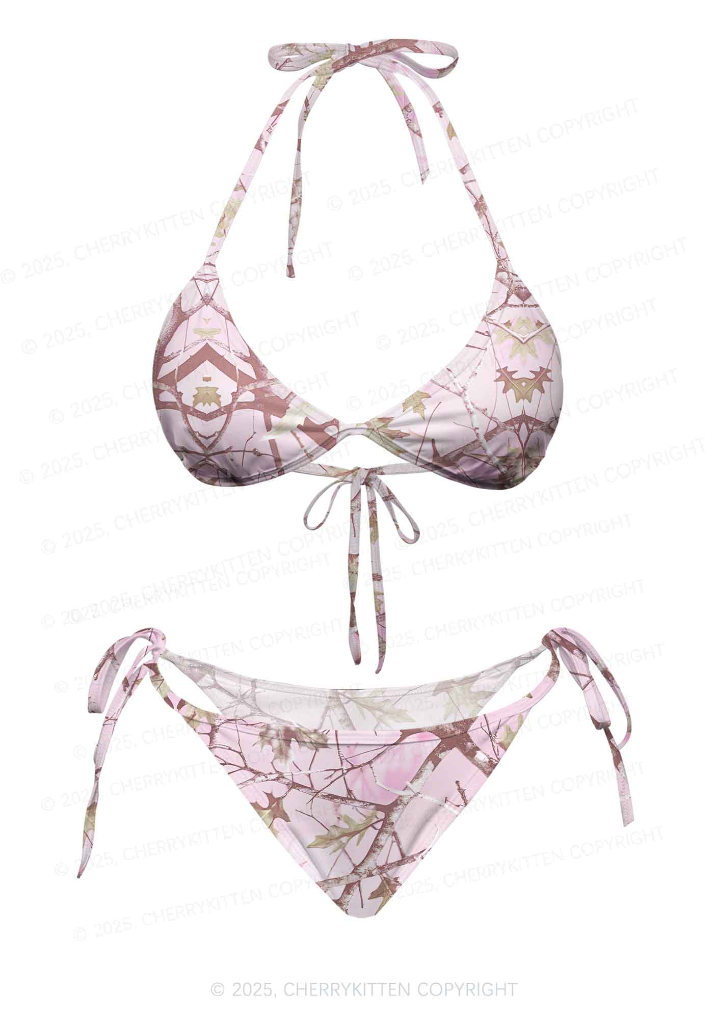 Dreamy Pink Tree Y2K Print Bikini Set Cherrykitten