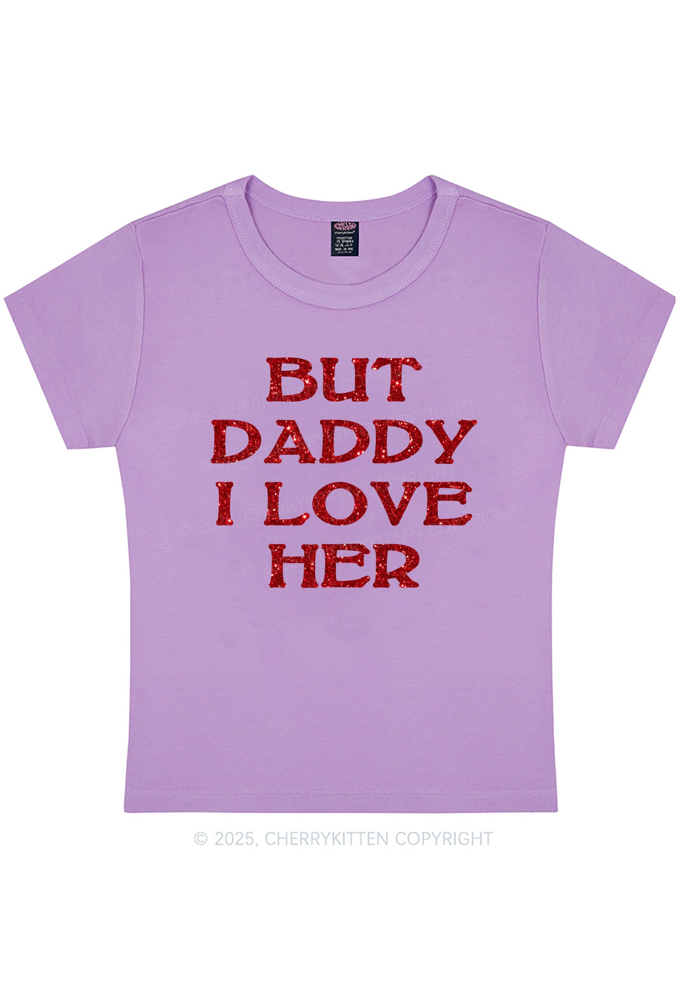 Glitter But Daddy I Love Her Y2K Baby Tee Cherrykitten