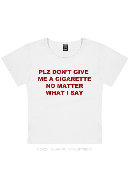 Glitter Dont Give Me Cigarette Y2K Baby Tee Cherrykitten