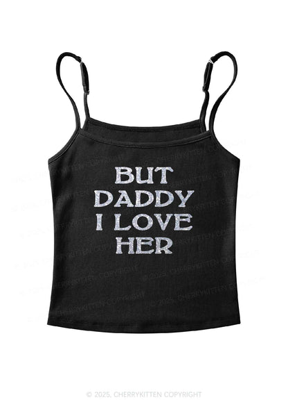 Glitter But Daddy I Love Her Y2K Spaghetti Strap Cami Cherrykitten