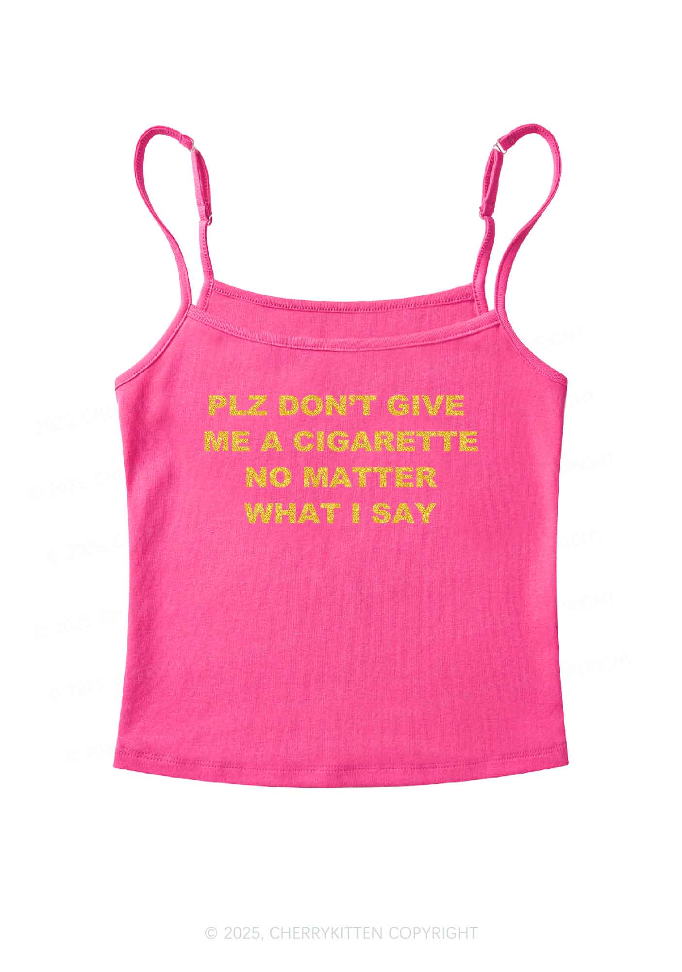 Glitter Dont Give Me Cigarette Y2K Spaghetti Strap Cami Cherrykitten
