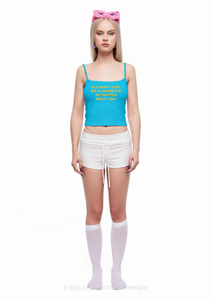 Glitter Dont Give Me Cigarette Y2K Spaghetti Strap Cami Cherrykitten