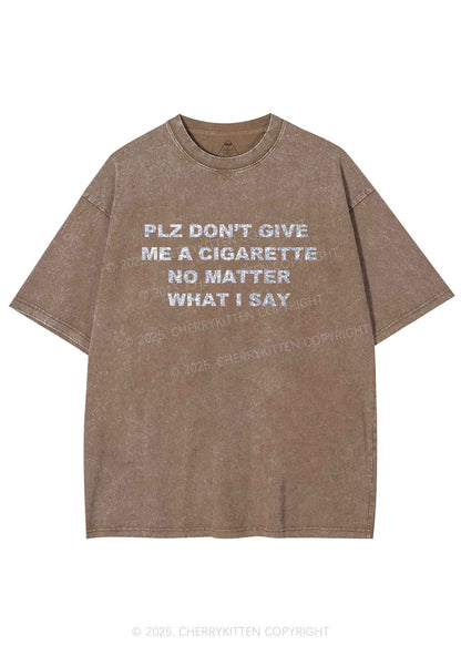 Glitter Dont Give Me Cigarette Y2K Shirts Washed Tee Cherrykitten