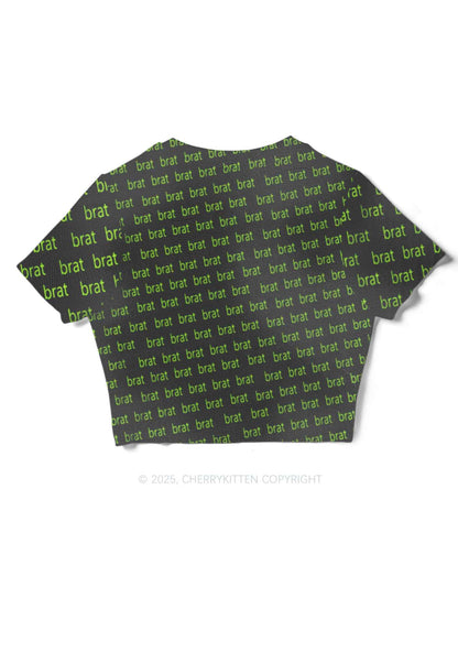 Green Brat Y2K Mesh Crop Top Cherrykitten