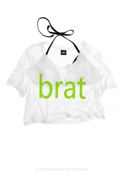 Green Brat Y2K Sheer Crop Tee Cherrykitten