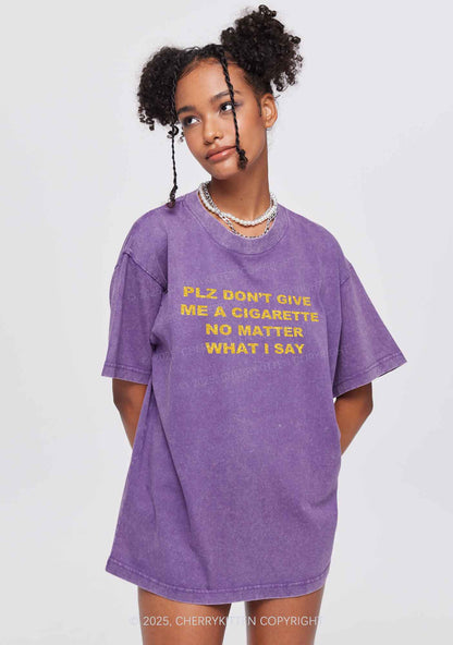 Glitter Dont Give Me Cigarette Y2K Shirts Washed Tee Cherrykitten