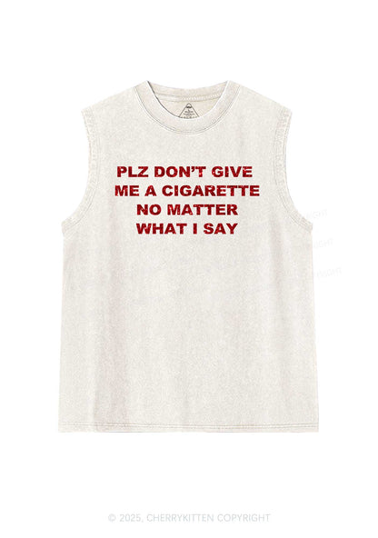 Glitter Dont Give Me Cigarette Y2K Washed Muscle Tank Cherrykitten