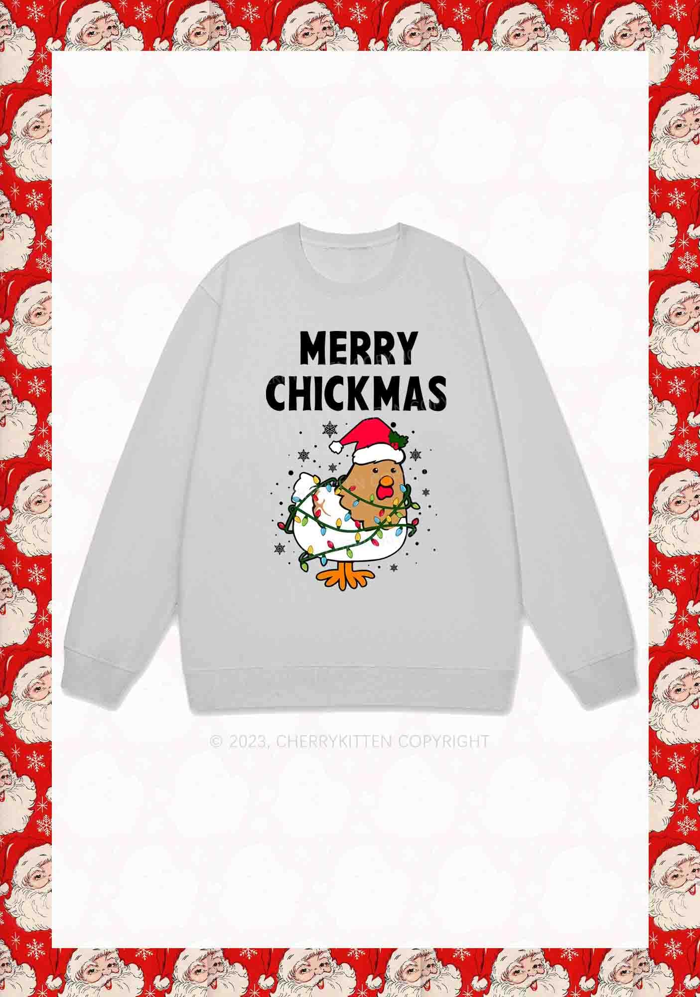 Merry Chickmas Snowflakes Christmas Y2K Sweatshirt Cherrykitten