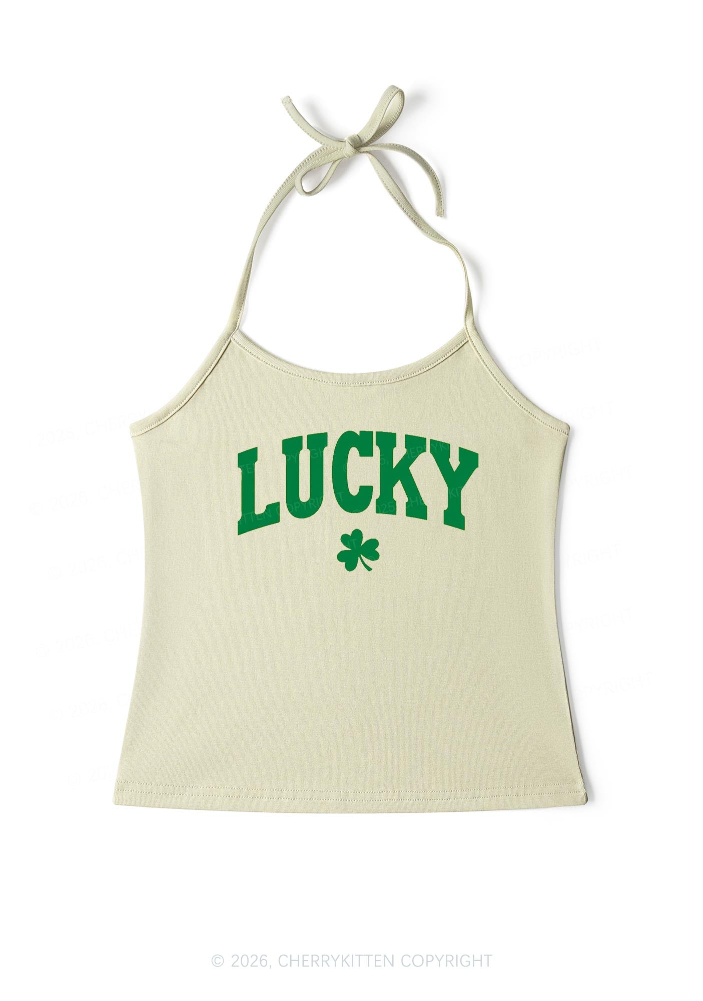Lucky Shamrock St Patricks Y2K Halter Neck Cami Cherrykitten
