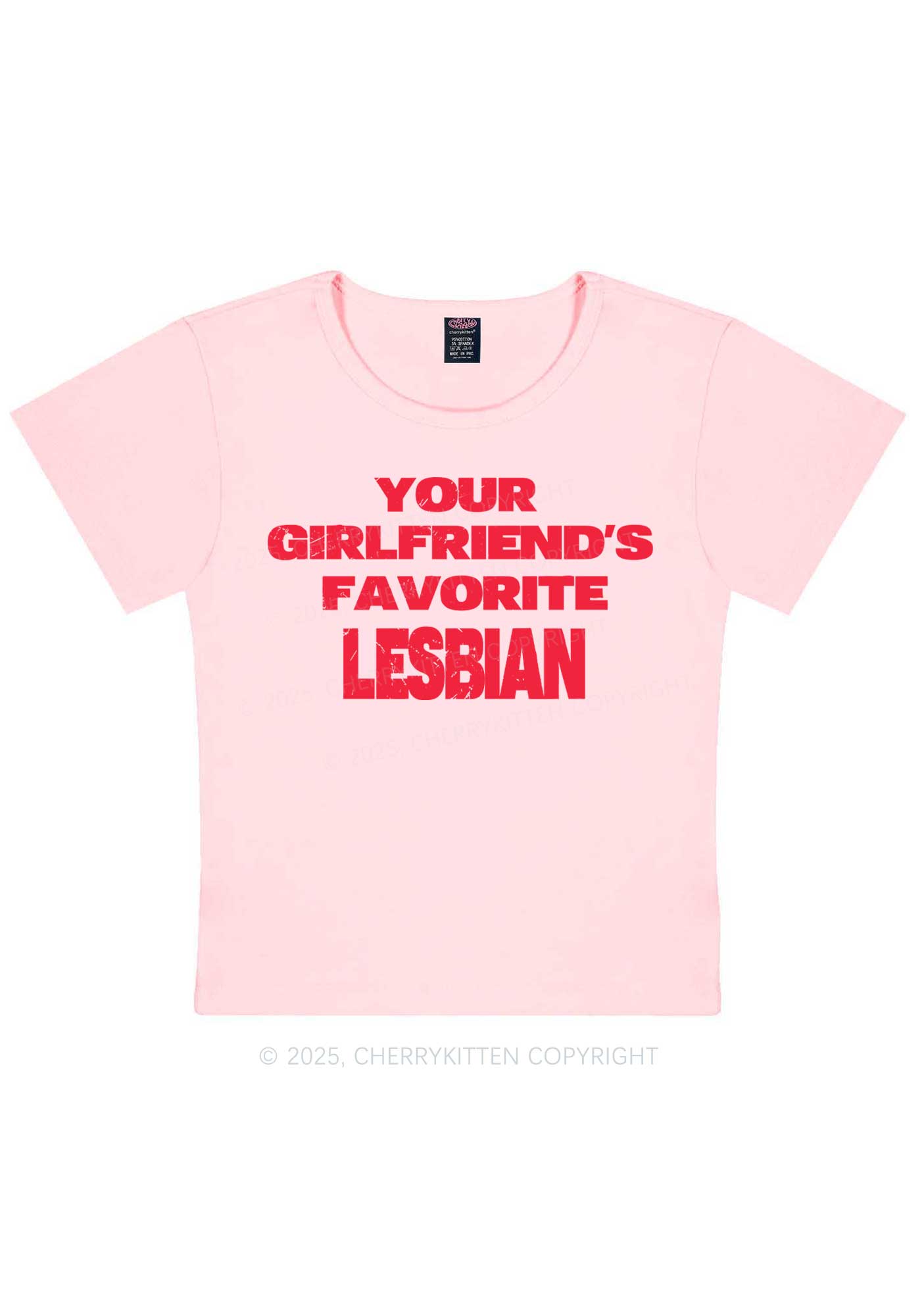 Your GF Favorite Lesbian Pride Y2K Baby Tee Cherrykitten
