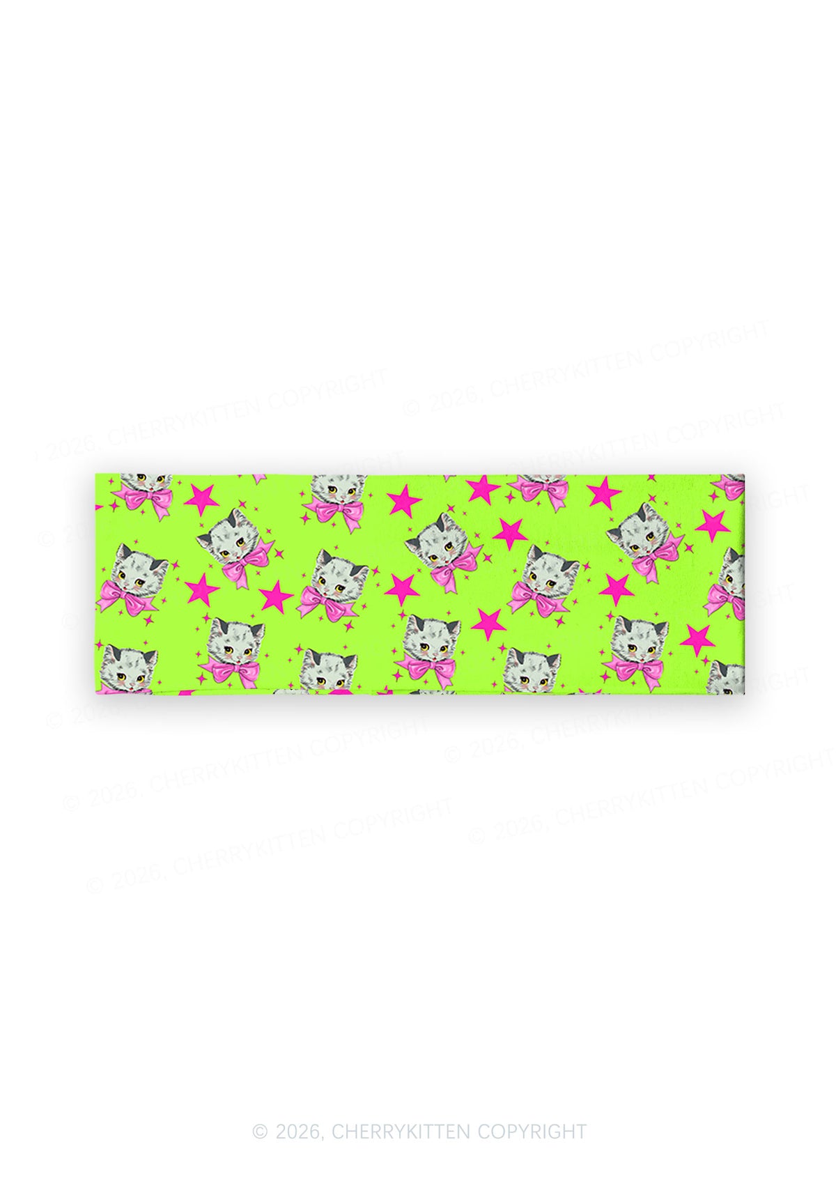 Pink Bow Cats Star Y2K Print Headband Cherrykitten