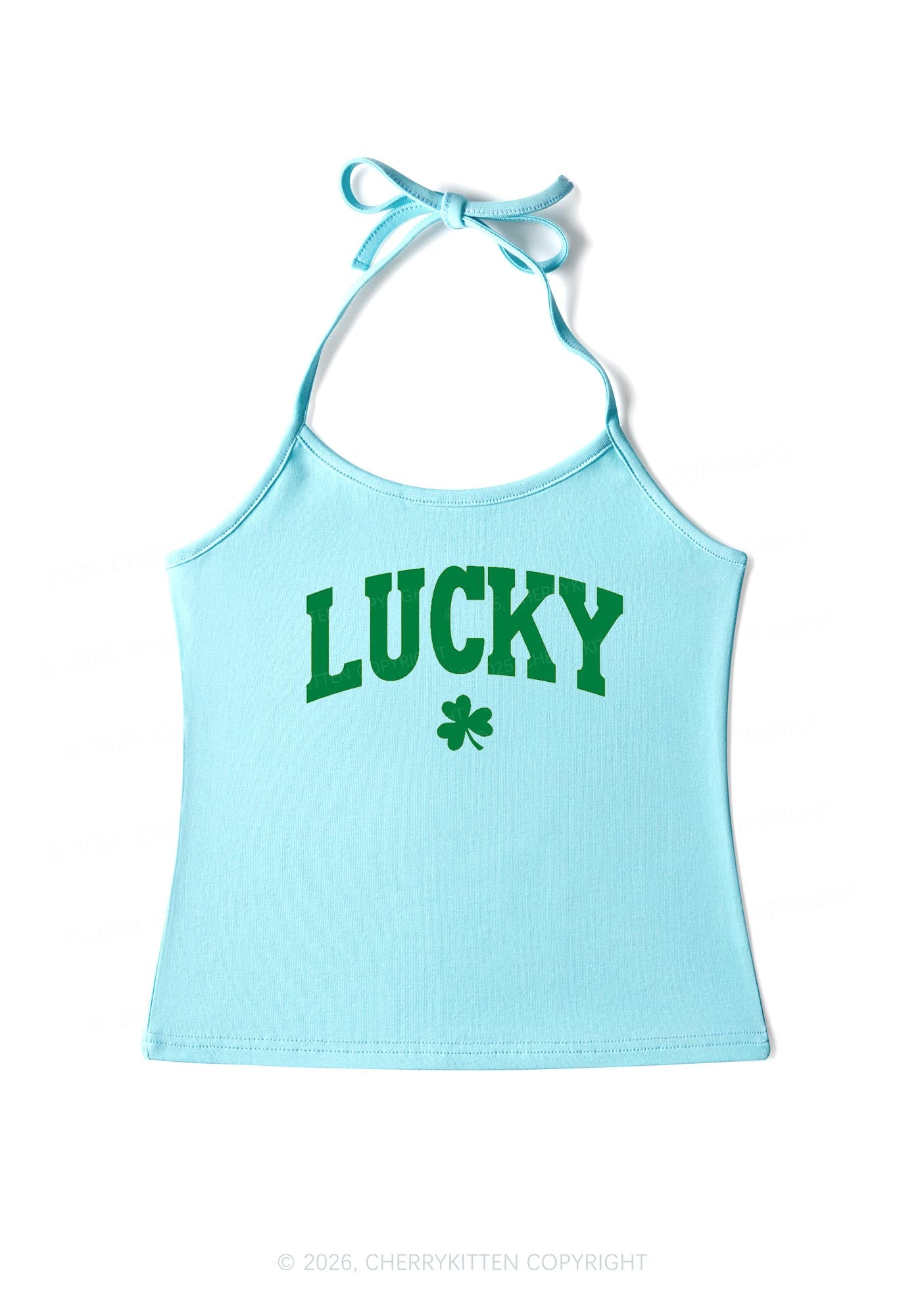 Lucky Shamrock St Patricks Y2K Halter Neck Cami Cherrykitten