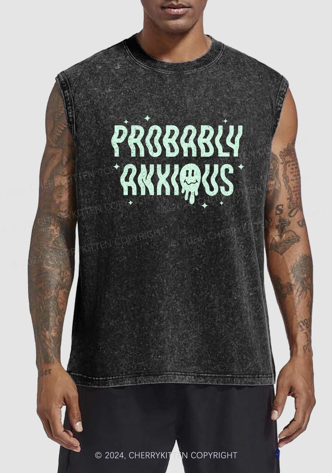 Probably Anxious Grimace Y2K Washed Tank Cherrykitten