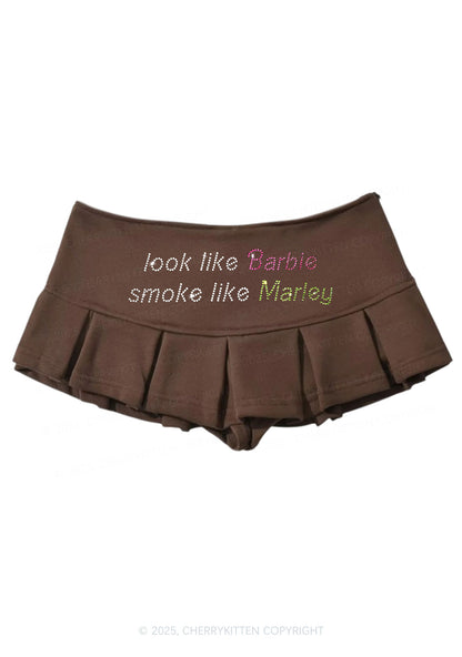 Rhinestone Smoke Like Marley Y2K Mini Pleated Skirts Cherrykitten