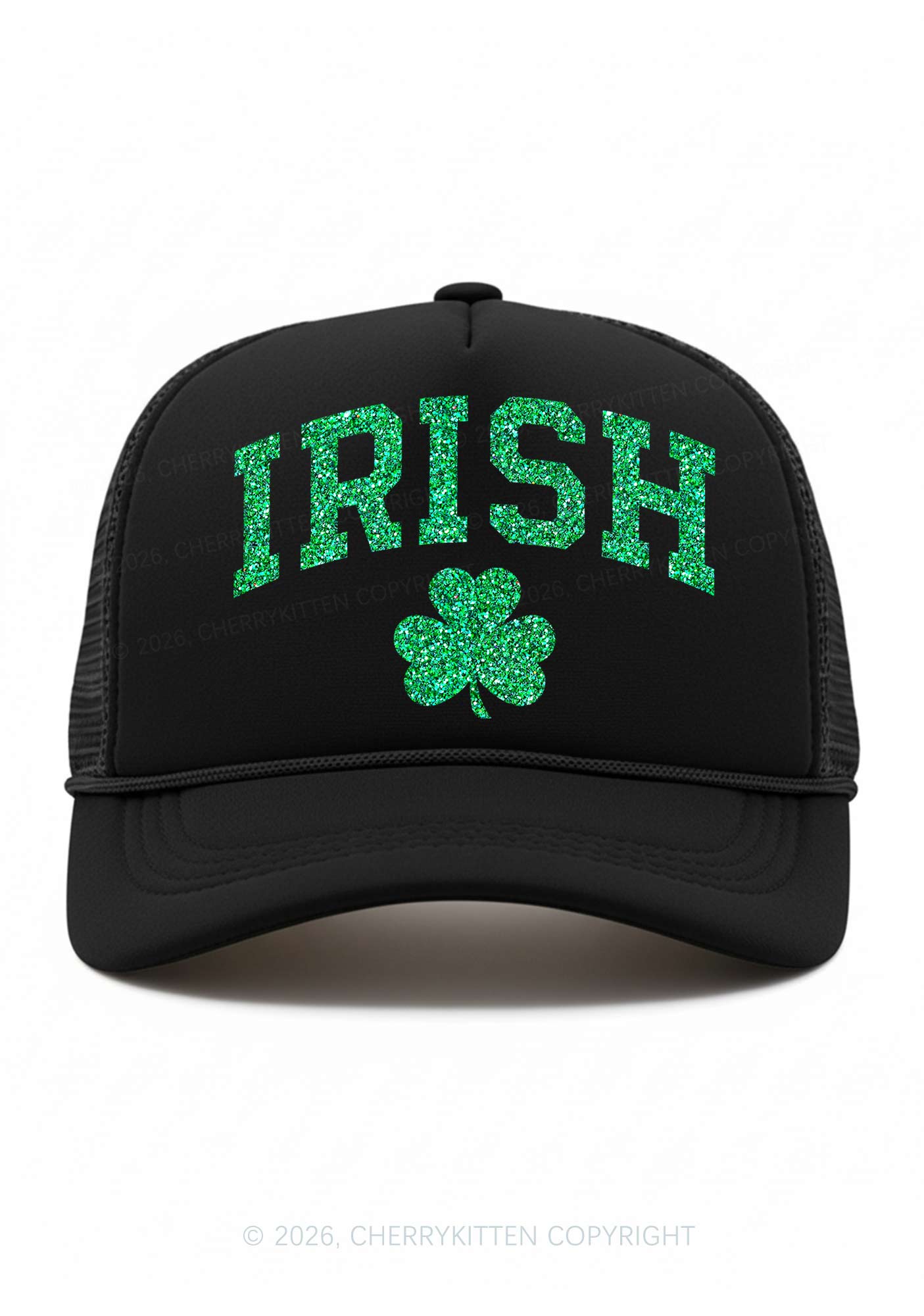 Glitter Irish Shamrock St Patricks Y2K Trucker Hat Cherrykitten