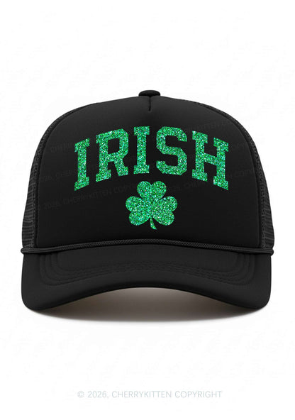 Glitter Irish Shamrock St Patricks Y2K Trucker Hat Cherrykitten