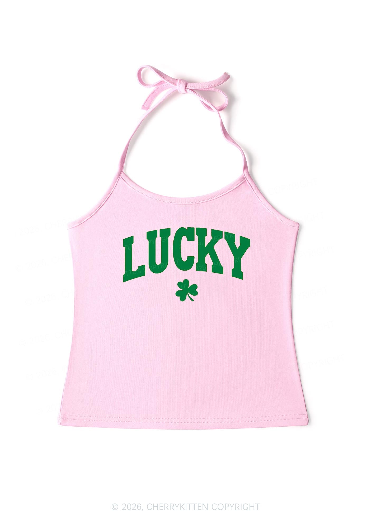 Lucky Shamrock St Patricks Y2K Halter Neck Cami Cherrykitten