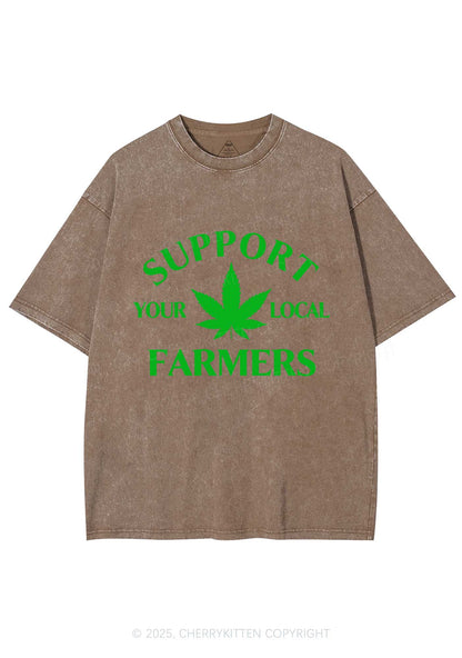 Support Your Local Farmers Y2K Shirts Washed Tee Cherrykitten