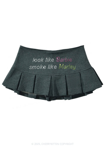 Rhinestone Smoke Like Marley Y2K Mini Pleated Skirts Cherrykitten