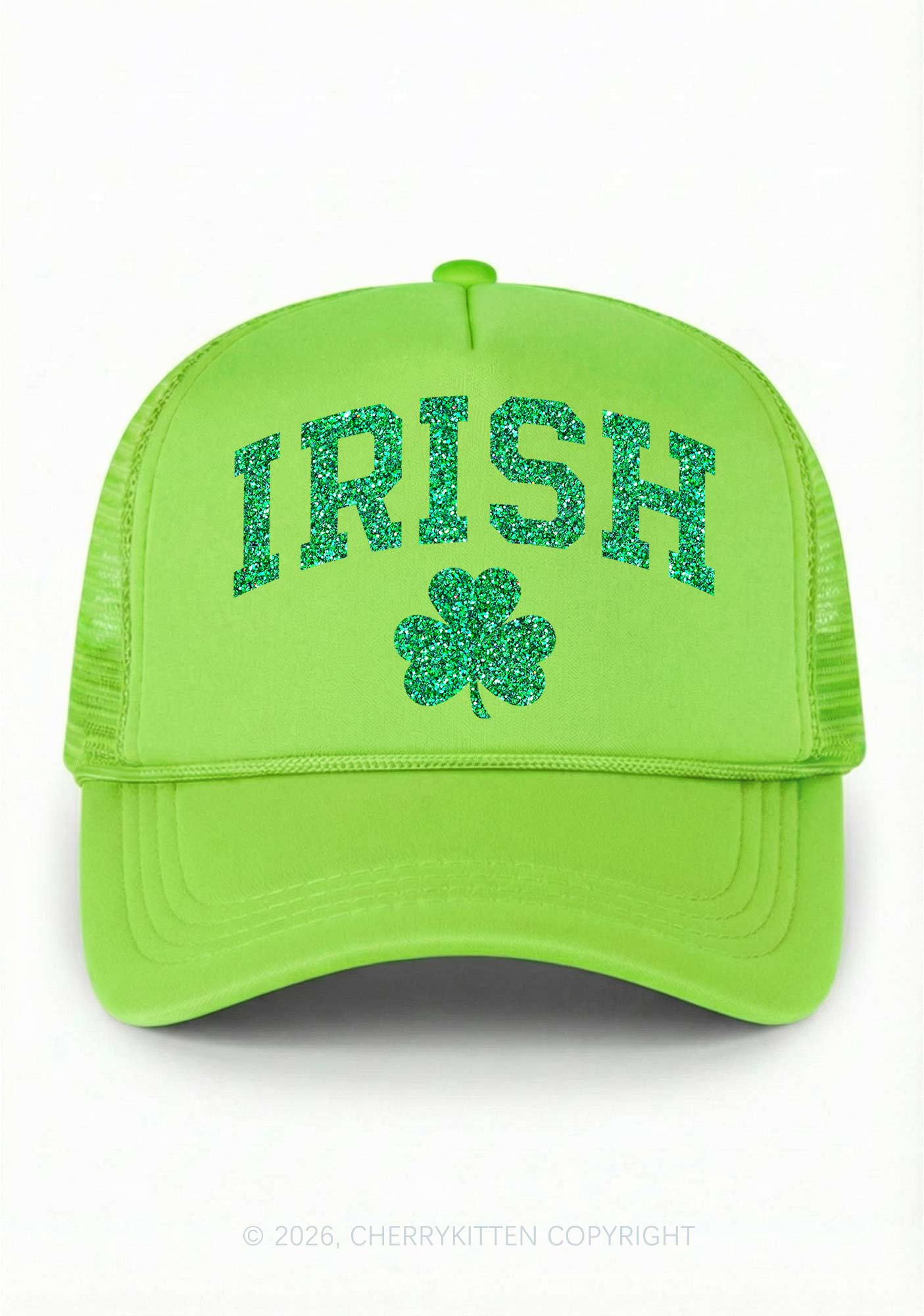 Glitter Irish Shamrock St Patricks Y2K Trucker Hat Cherrykitten