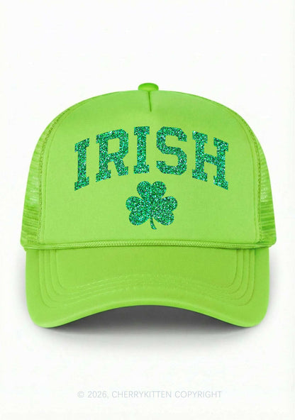Glitter Irish Shamrock St Patricks Y2K Trucker Hat Cherrykitten
