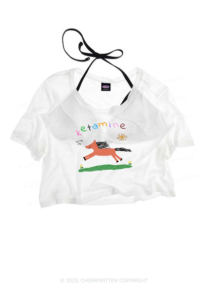 Orange Pony Y2K Sheer Crop Tee Cherrykitten