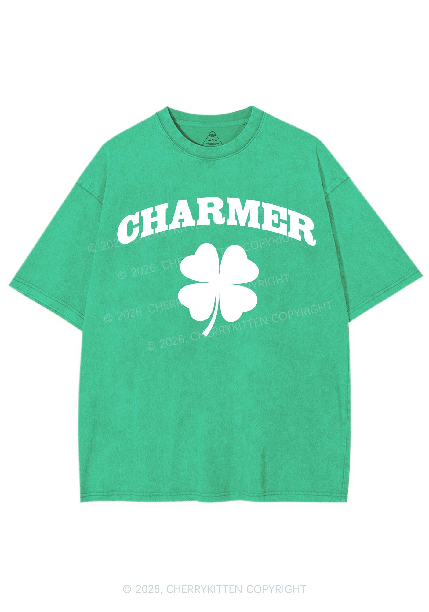 Charmer Shamrock St Patricks Y2K Shirts Washed Tee Cherrykitten