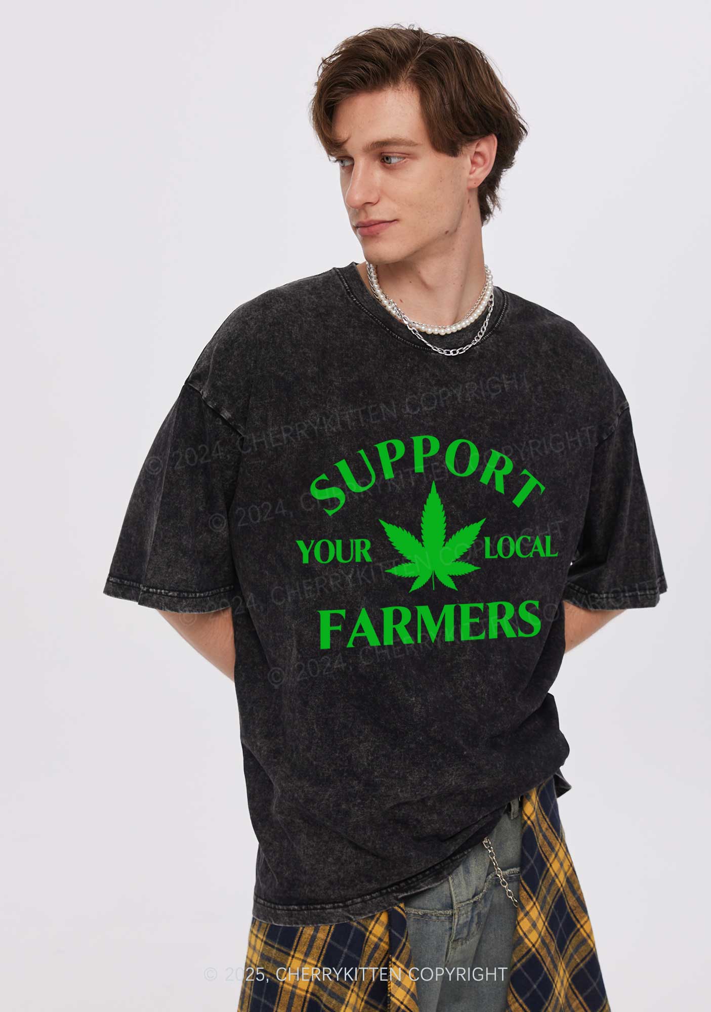 Support Your Local Farmers Y2K Shirts Washed Tee Cherrykitten