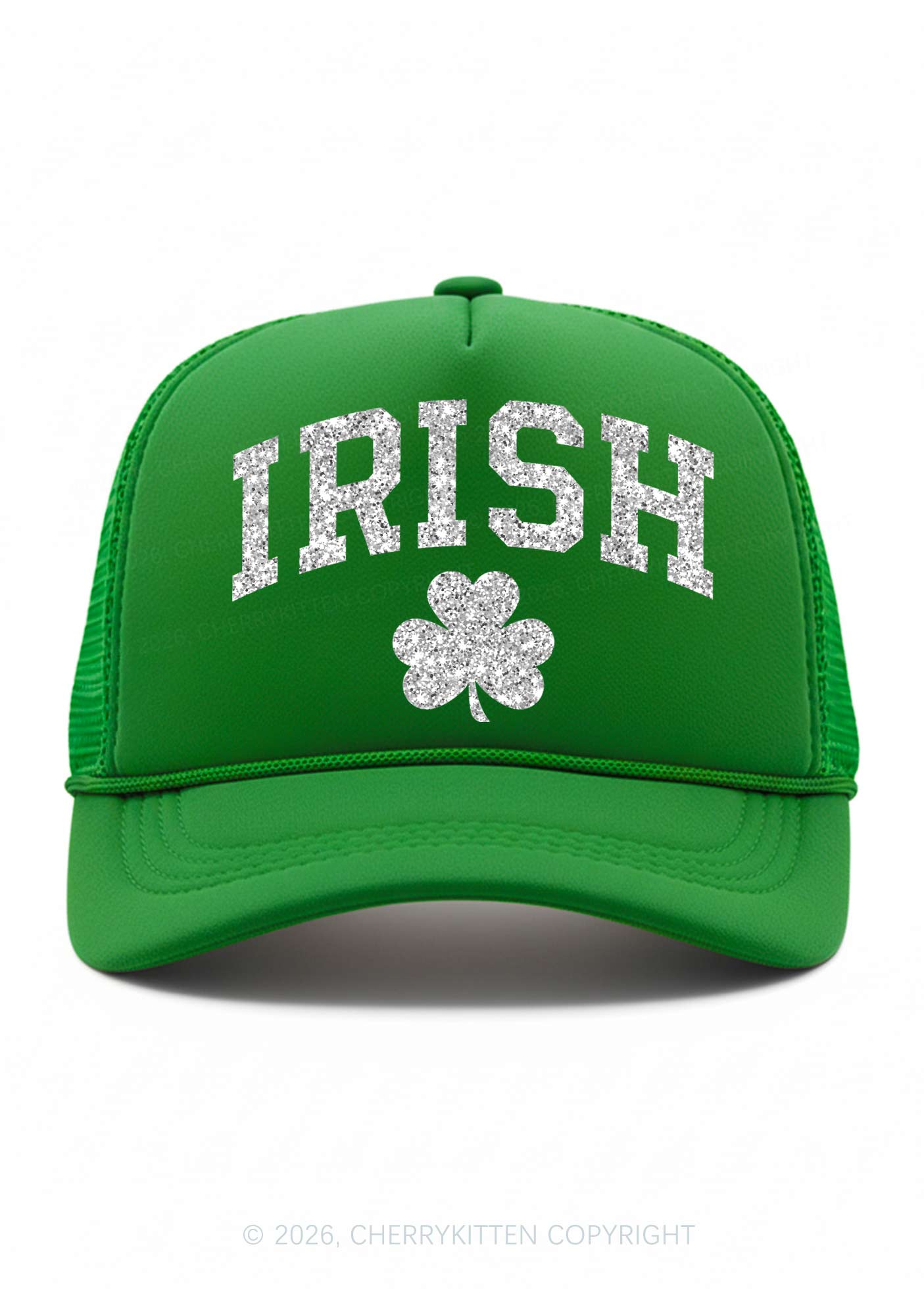 Glitter Irish Shamrock St Patricks Y2K Trucker Hat Cherrykitten