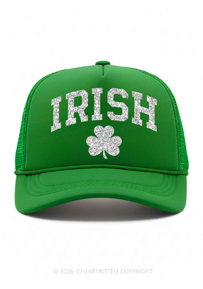 Glitter Irish Shamrock St Patricks Y2K Trucker Hat Cherrykitten