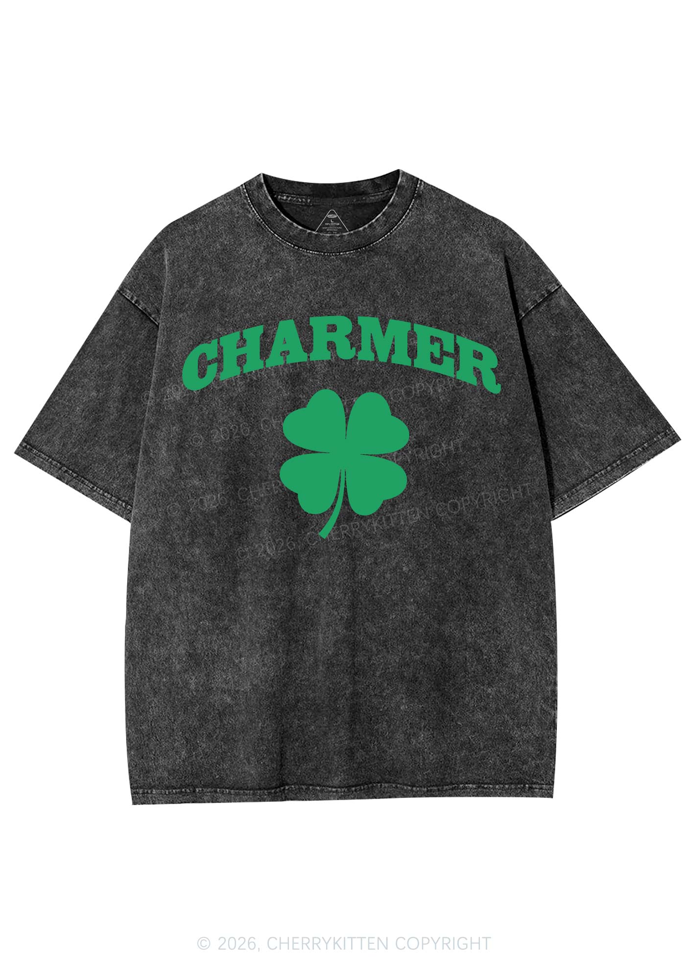 Charmer Shamrock St Patricks Y2K Shirts Washed Tee Cherrykitten
