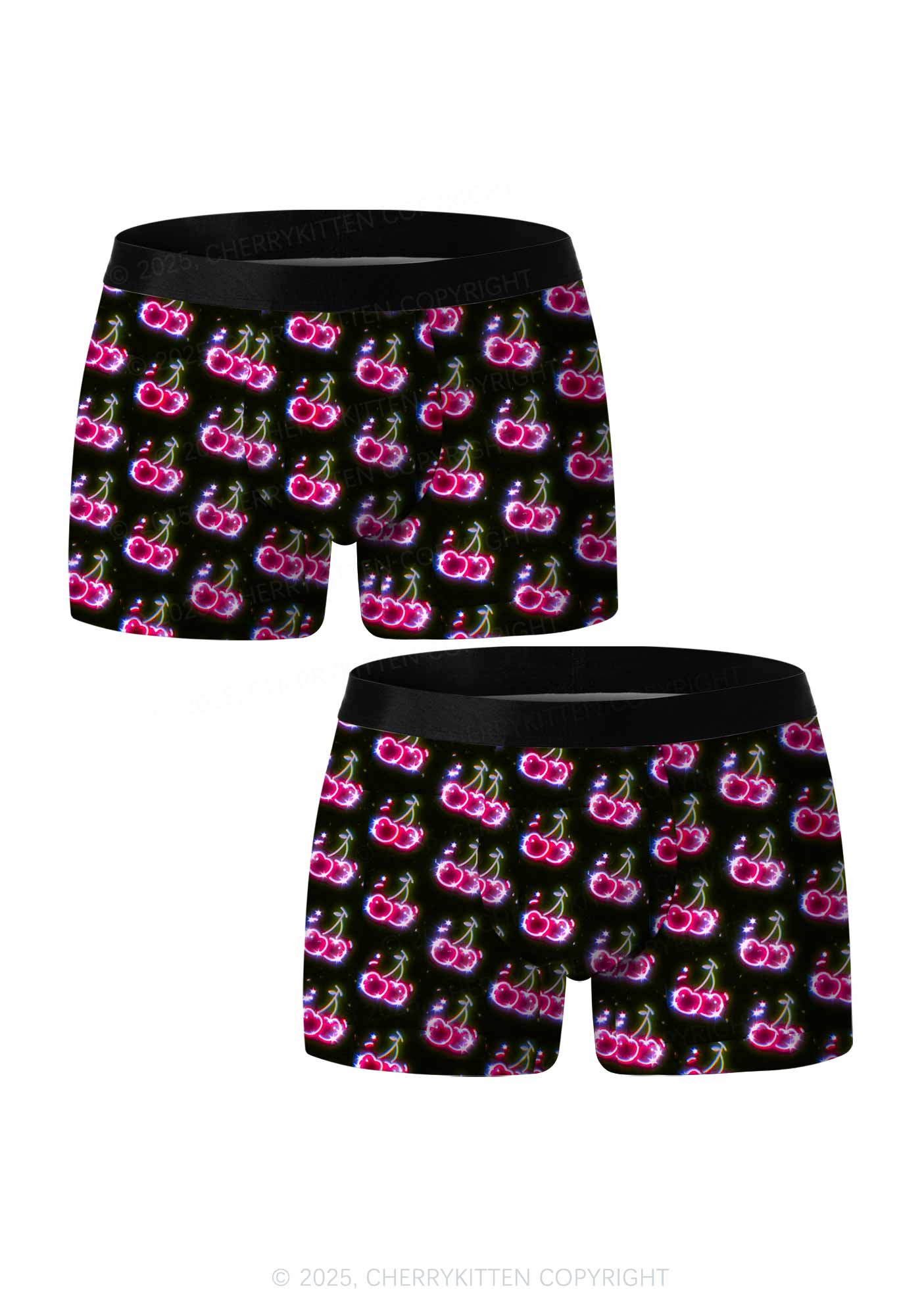Glowing Cherry Dream Valentine's Day Y2K Print Couples Boxer Briefs Set Cherrykitten