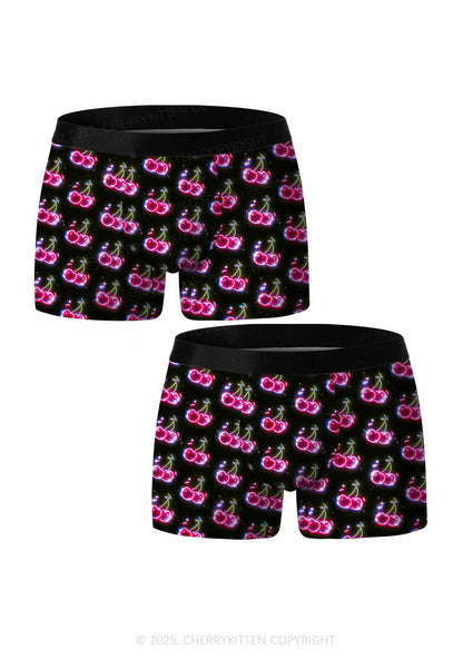 Glowing Cherry Dream Valentine's Day Y2K Print Couples Boxer Briefs Set Cherrykitten
