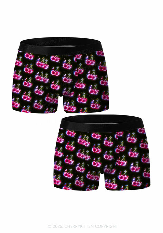 Glowing Cherry Dream Valentine's Day Y2K Print Couples Boxer Briefs Set Cherrykitten