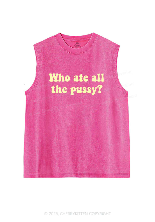 Who Ate All Puxxy Y2K Washed Muscle Tank Cherrykitten