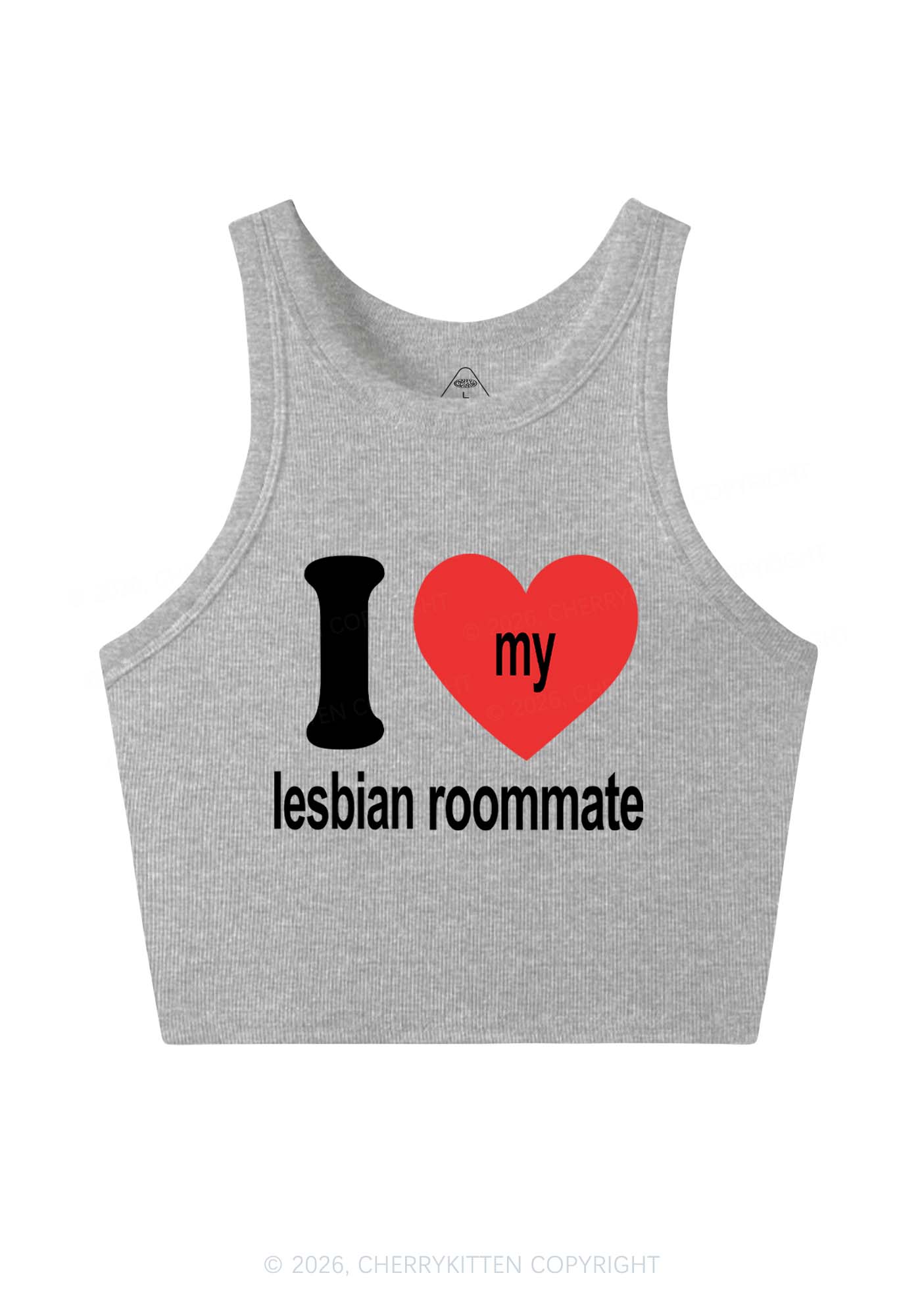 I Love My Lesbian Roommate Pride Y2K Crop Tank Top Cherrykitten